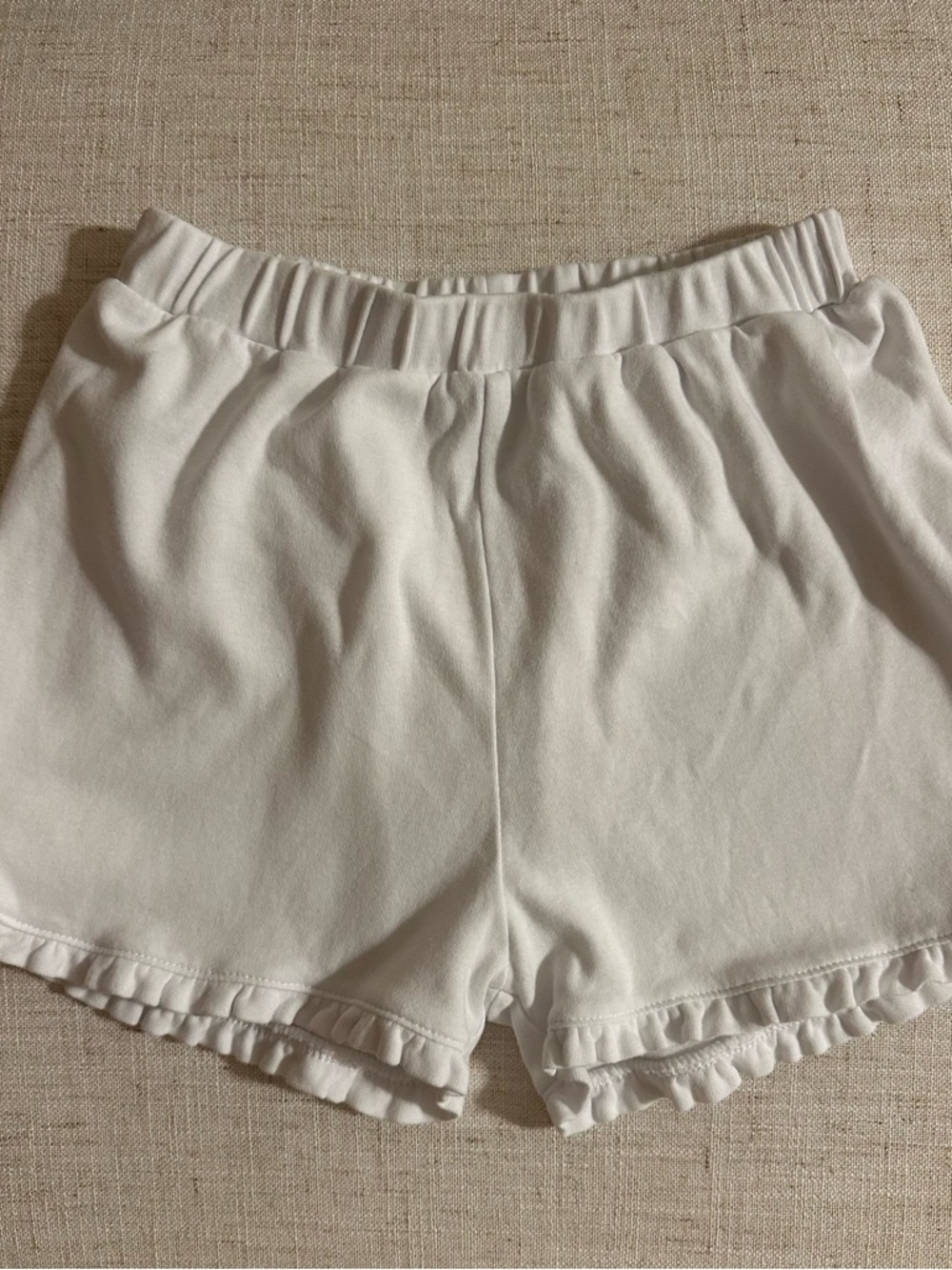 Girl’s Little English White Ruffle Hem Girls Cotton Casual Shorts Size 4